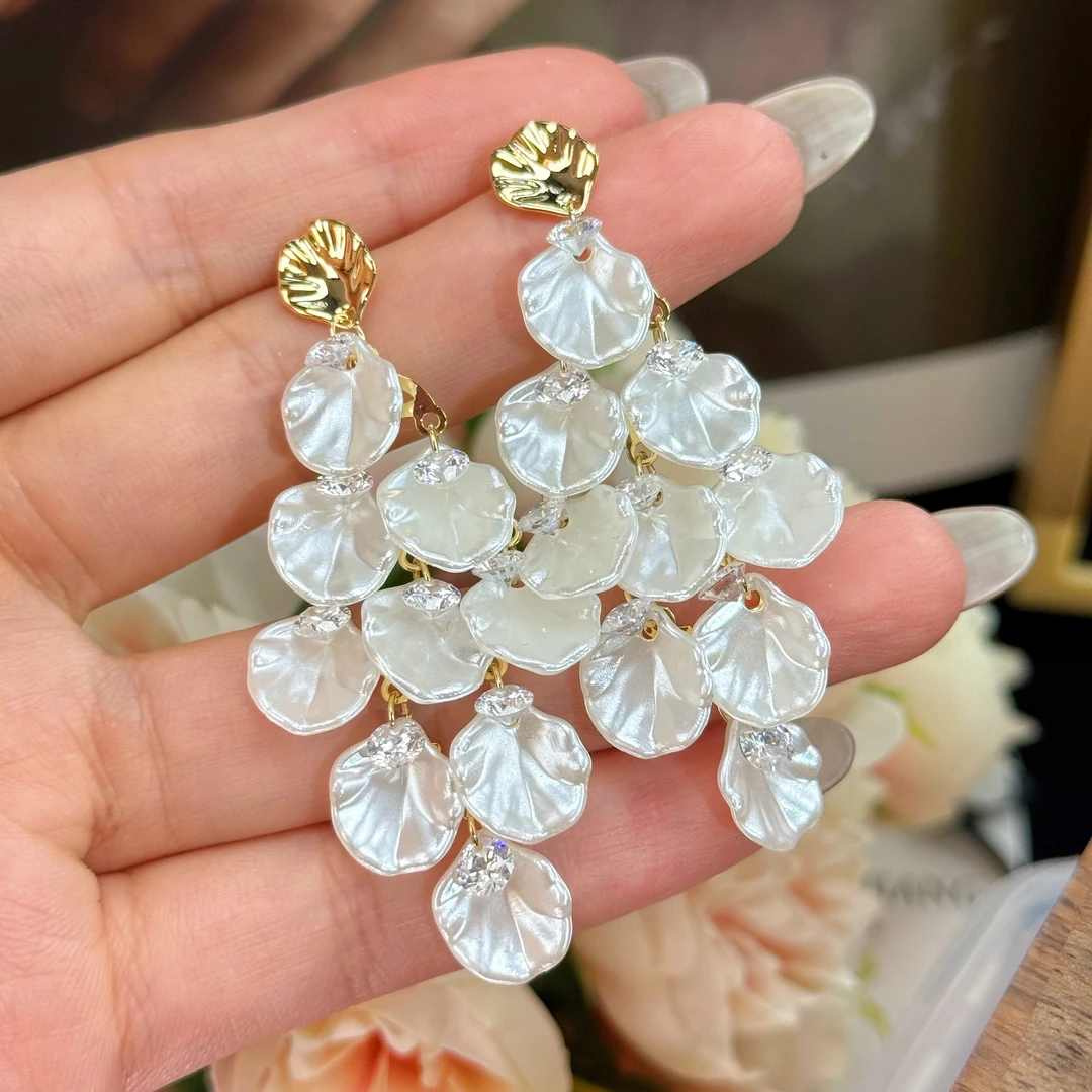 铜合金耳饰 A033 初夏温柔气质优雅高级感流苏耳钉ins风复古耳环