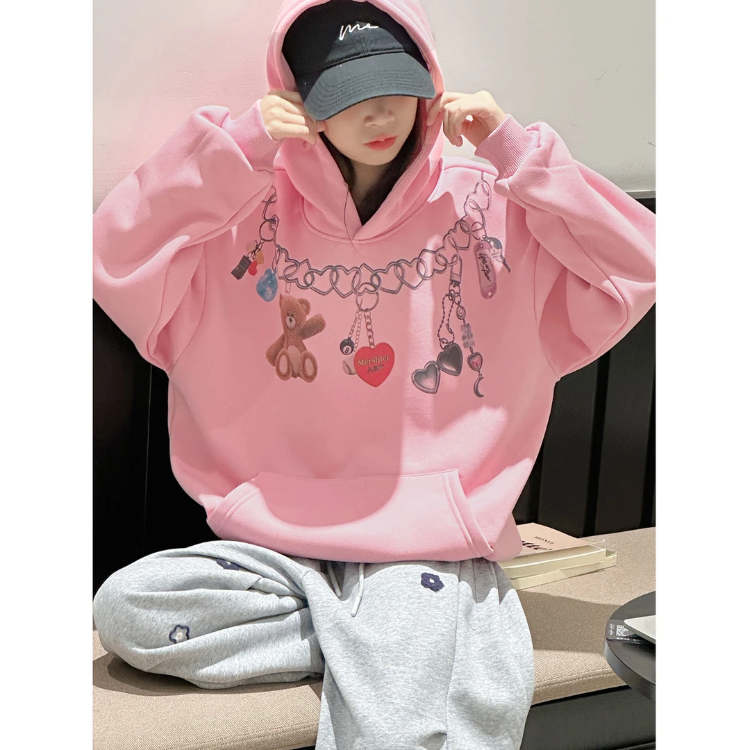 K29972孙小美韩系女童连帽卫衣秋冬装2025新款儿童加绒加厚上衣服