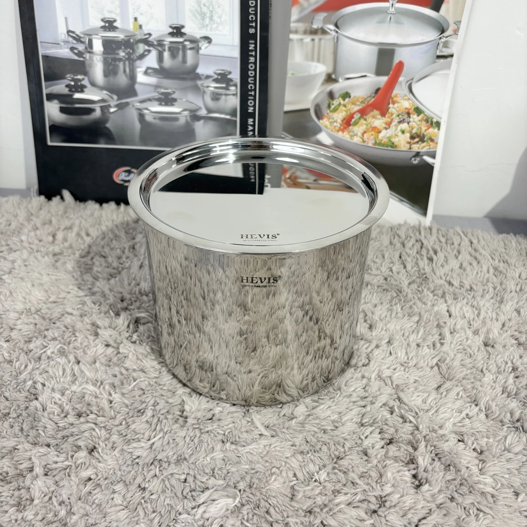 希维施18/10不锈钢加厚加深无耳多用桶/猪油桶16*14cm（配钢盖）