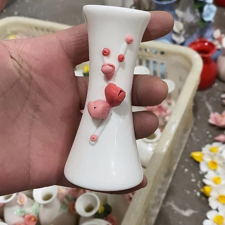 瓷片纯手工陶瓷花摆件瑕