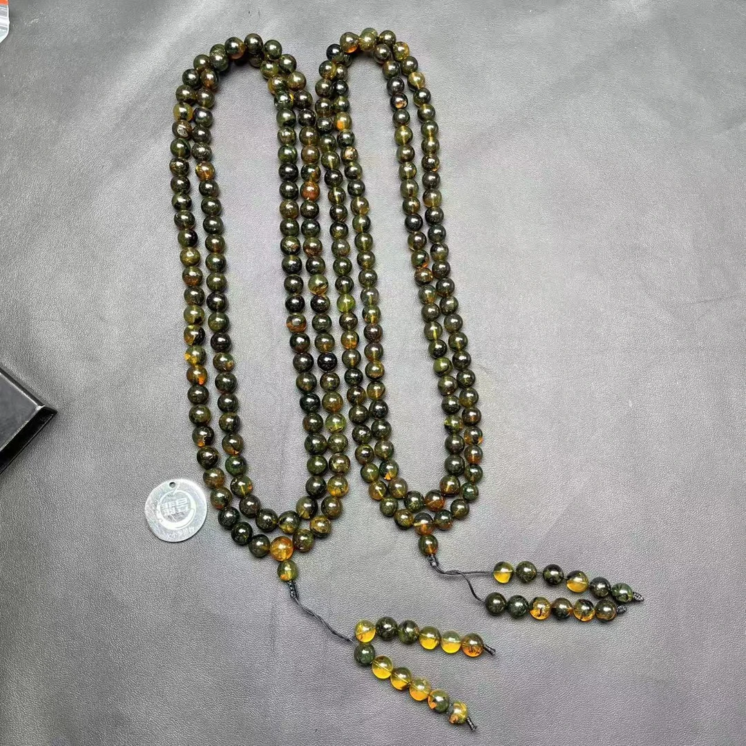 翡昱-N15-37200-69-琥珀珠链颈饰/约8+/约108颗/-多样性发其一-C