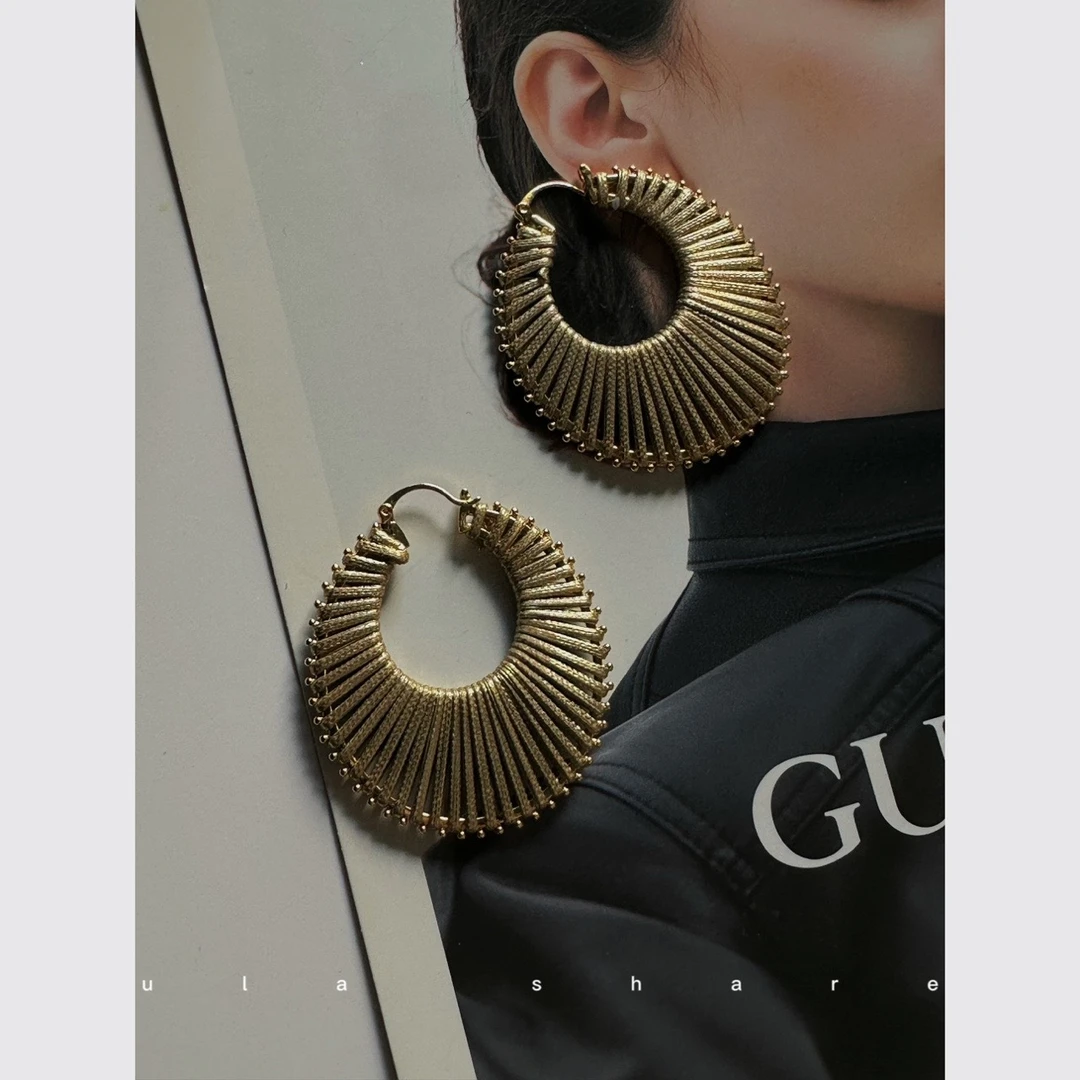 黄铜耳饰 「秀场」手工编织缠绕耳圈女简约小众高级感气质时尚耳环