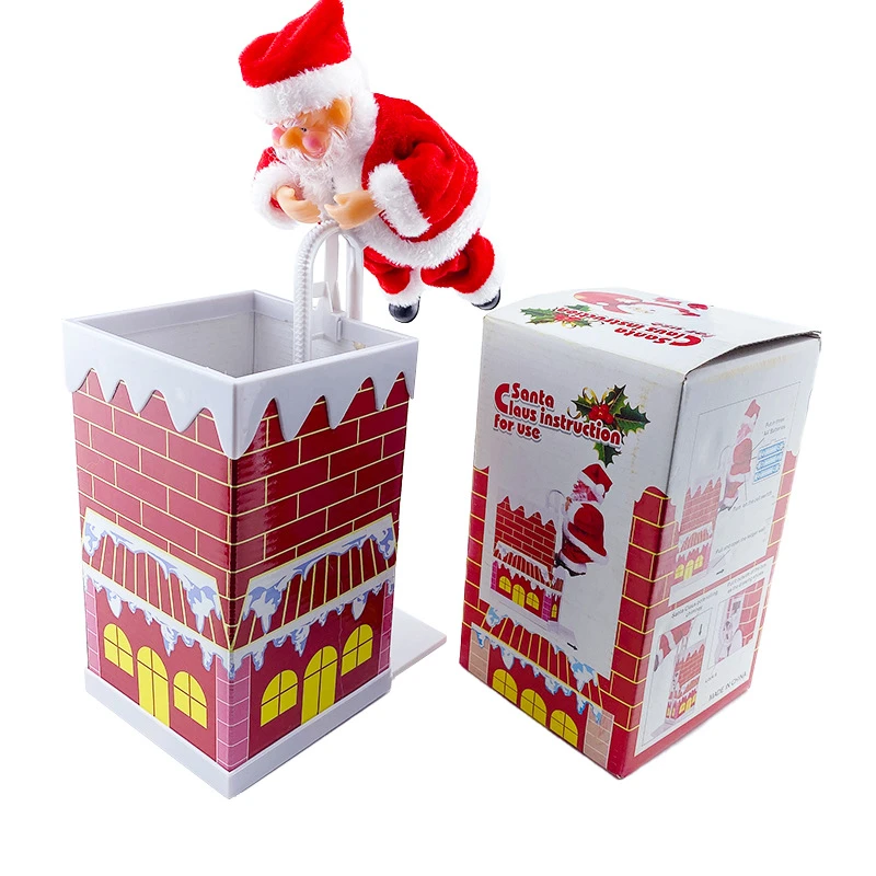 电动爬楼梯圣诞老人玩具爬烟囱圣诞老人电动玩具圣诞装饰