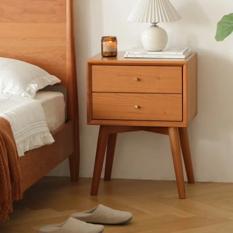 实木床头柜小型北欧抽屉式储物柜简约现代床边柜樱桃木收纳柜子