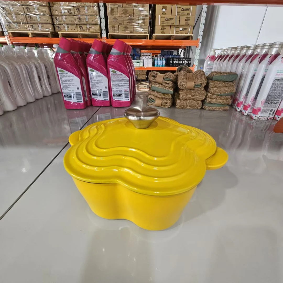 【20cm】摩瑟DP【KC 花朵铸铁珐琅锅 黄色】YCDF