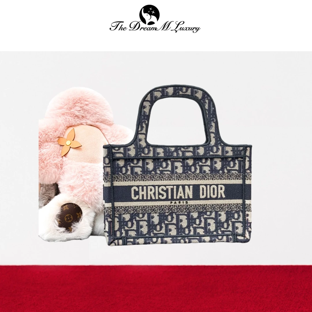 99新 DIOR/迪奥 Dior 藏蓝色 老花 托特包