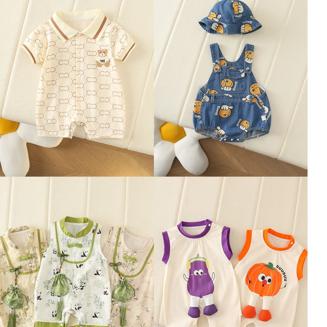 100-189【扣号】婴幼儿哈衣夏季薄款连体爬爬服外出服