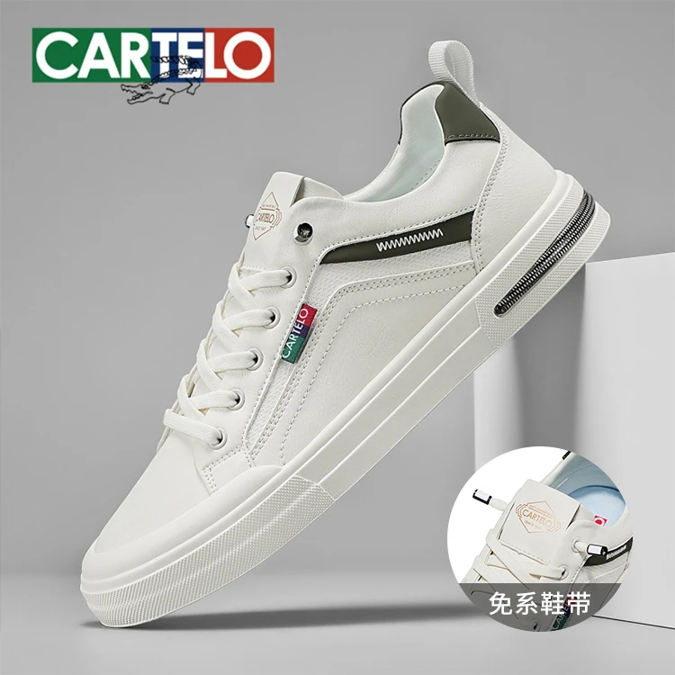 CARTELO/卡帝乐鳄鱼男鞋2025秋冬透气懒人一脚蹬男士休闲运动板鞋