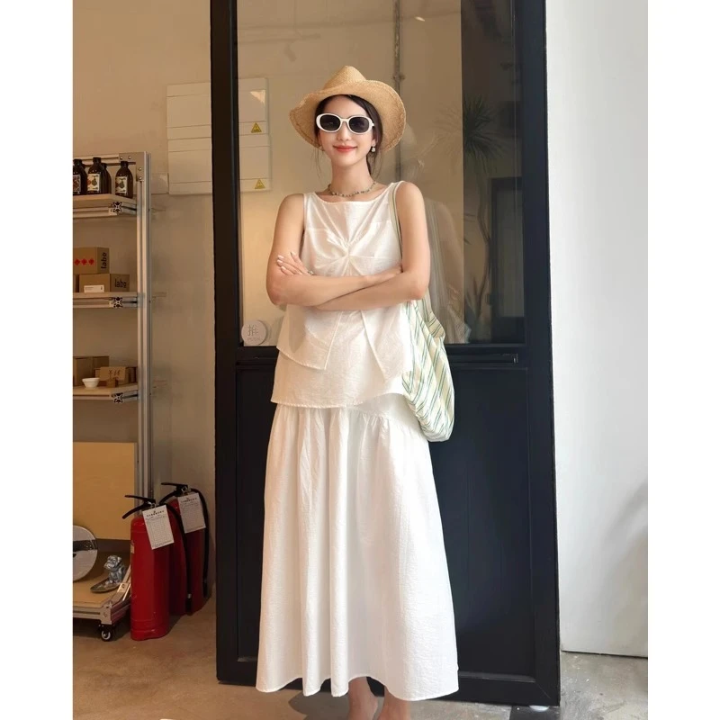 小众艺术衬衫套装女夏季韩系慵懒风宽松休闲气质上衣半身裙两件套