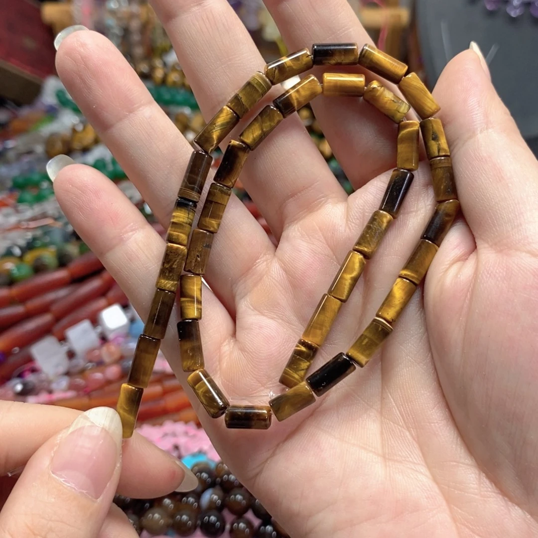 玛瑙/玉髓未镶嵌珠宝半成品虎眼管子一条卡5*10mm