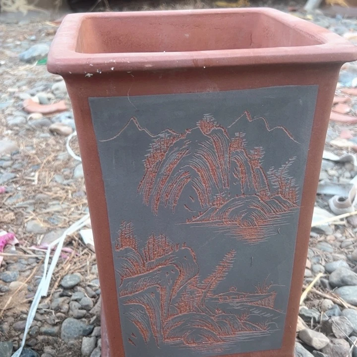 红陶紫砂兰花盆微瑕