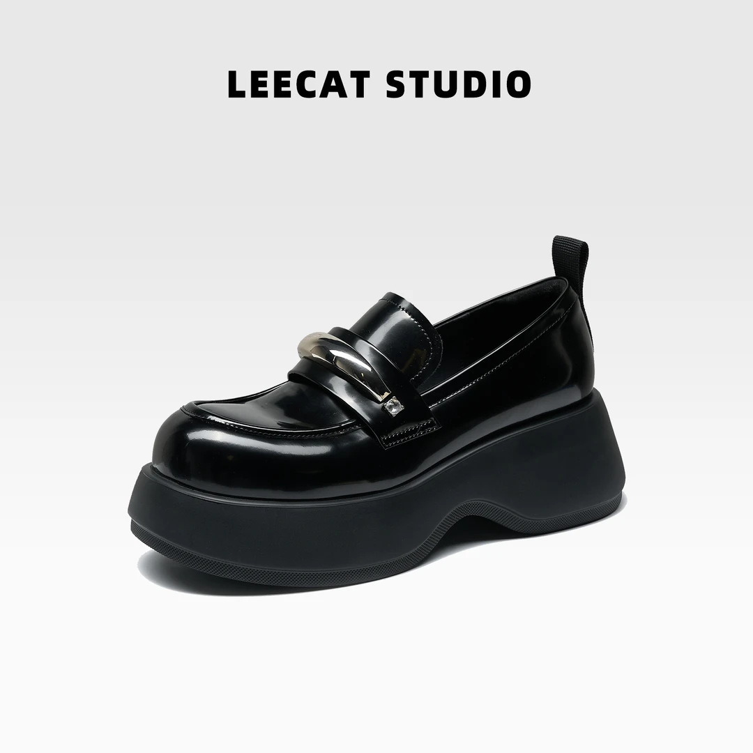 LeeCat Studio | 2025新款乐福鞋真皮英伦风厚底女鞋LES24A057