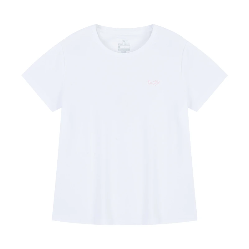 361度短袖春季女款时尚舒适简约透气常规圆领短T恤662424125Y-