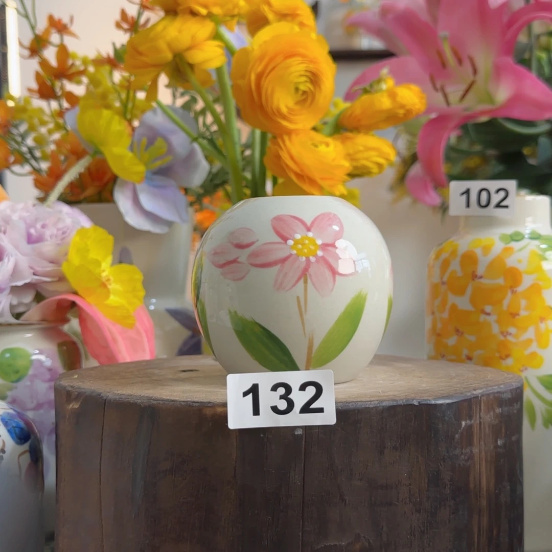 摆件景德镇陶瓷手绘小花瓶摆件无孔