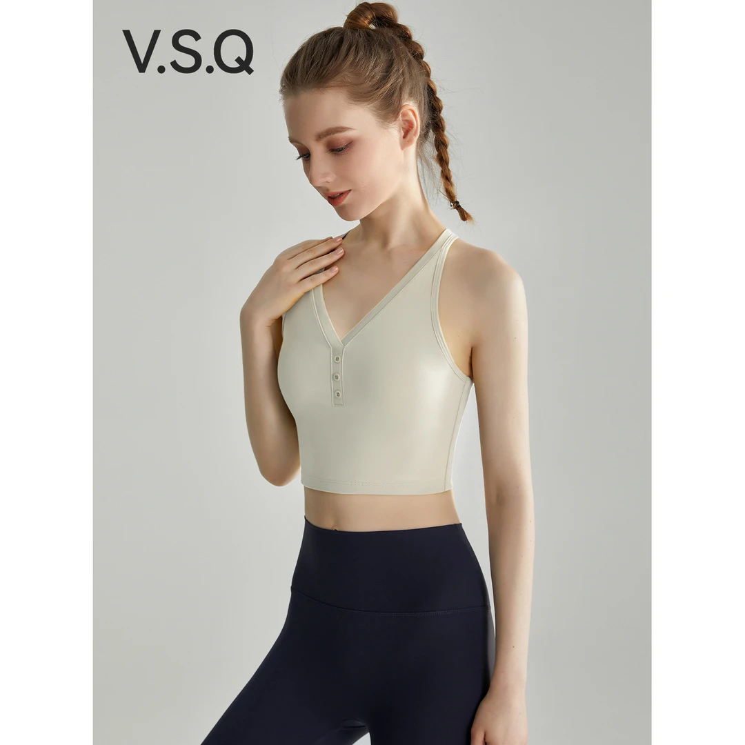 VSQ中高强度聚拢一体罩杯上衣文胸健身美背防震专业运动内衣夏