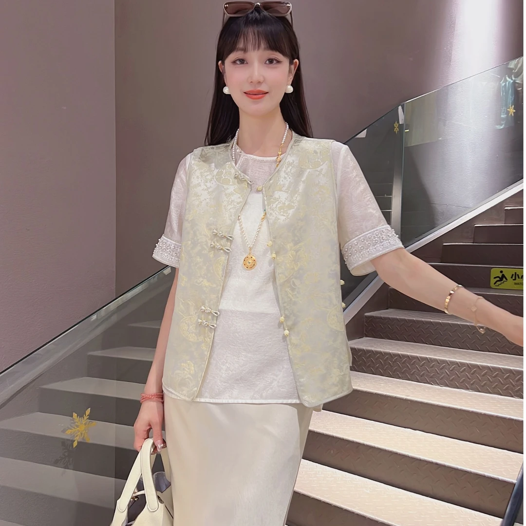 《佩佩定制》《露华容》时尚夏季国风新中式蕾丝气质网红百搭马甲4869