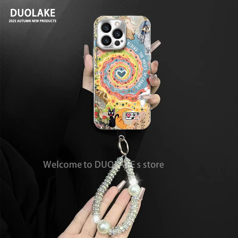 适用于苹果/oppo/华为/vivo/小米炫彩猫咪电镀玻璃手链防摔手机壳