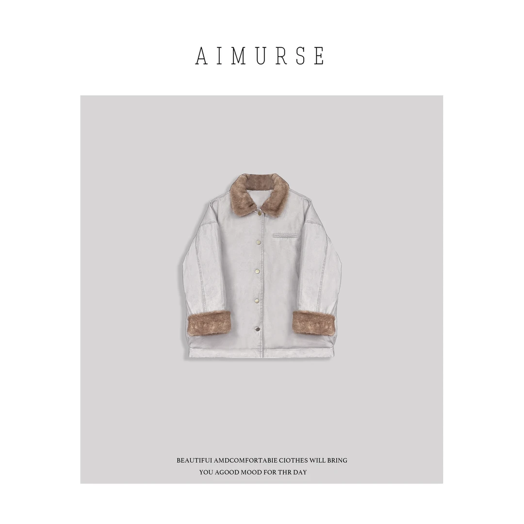 AIMURSE 【暖阳】小众设计师 拼接毛领袖口毛毛休闲羽绒服 AM6007