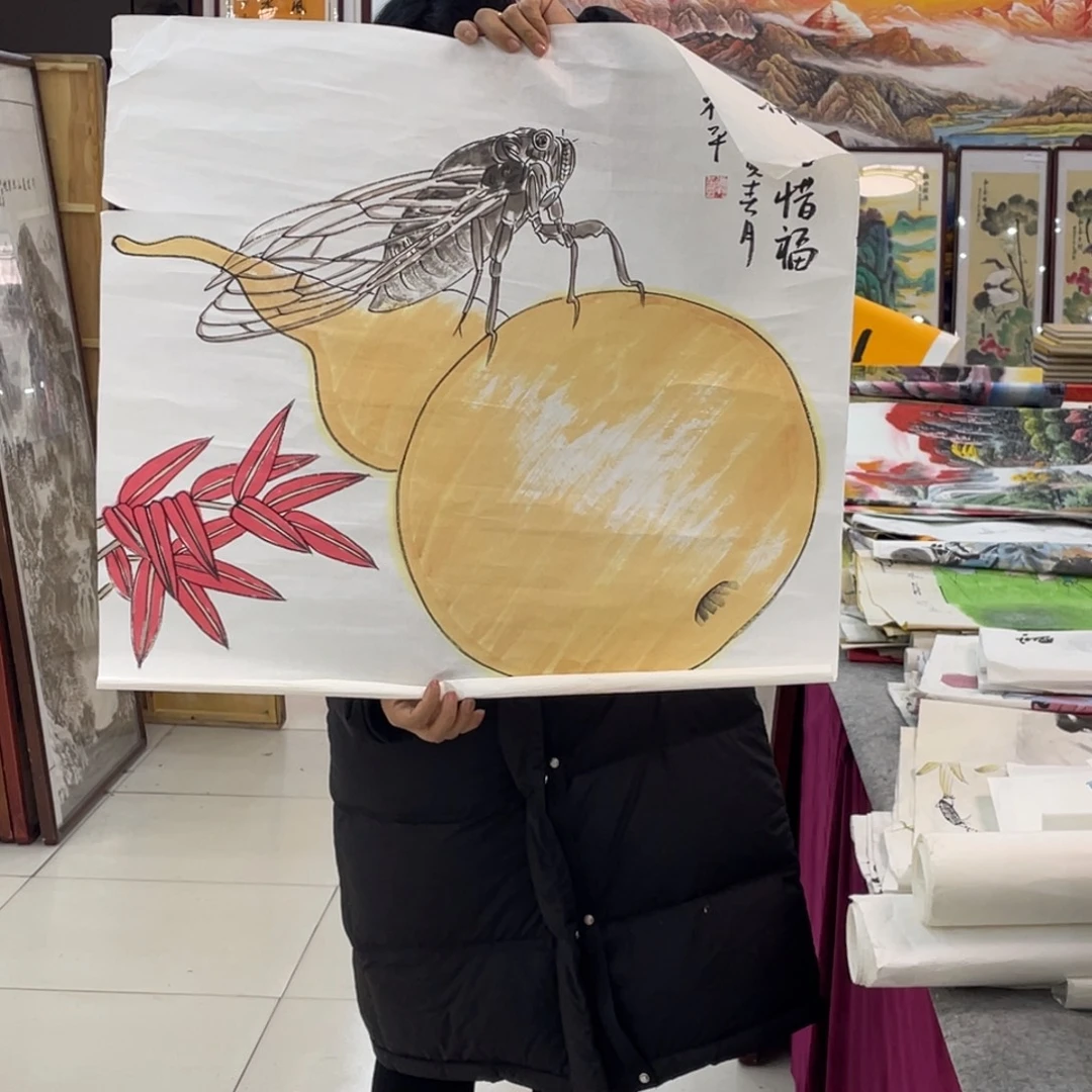 国画纯手绘的山水花鸟