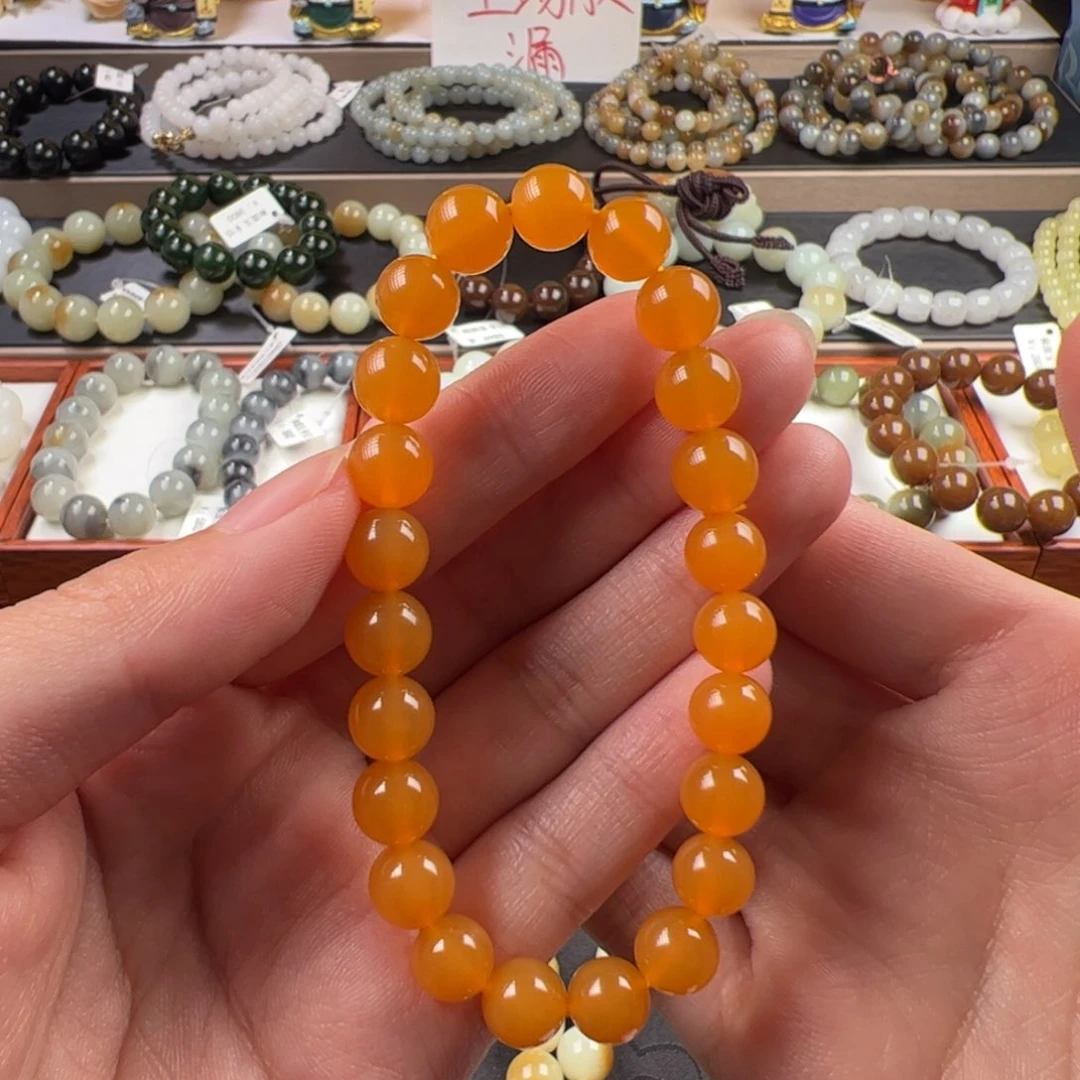 石英质玉（缅黄）手链未镶嵌