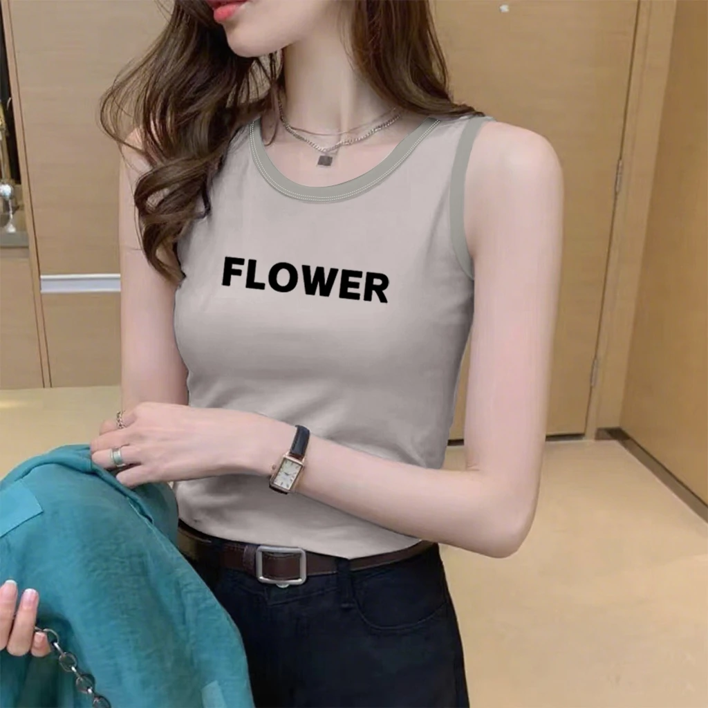 100%纯棉印花背心吊带女士休闲百搭款式夏季新款韩系无袖体恤单品