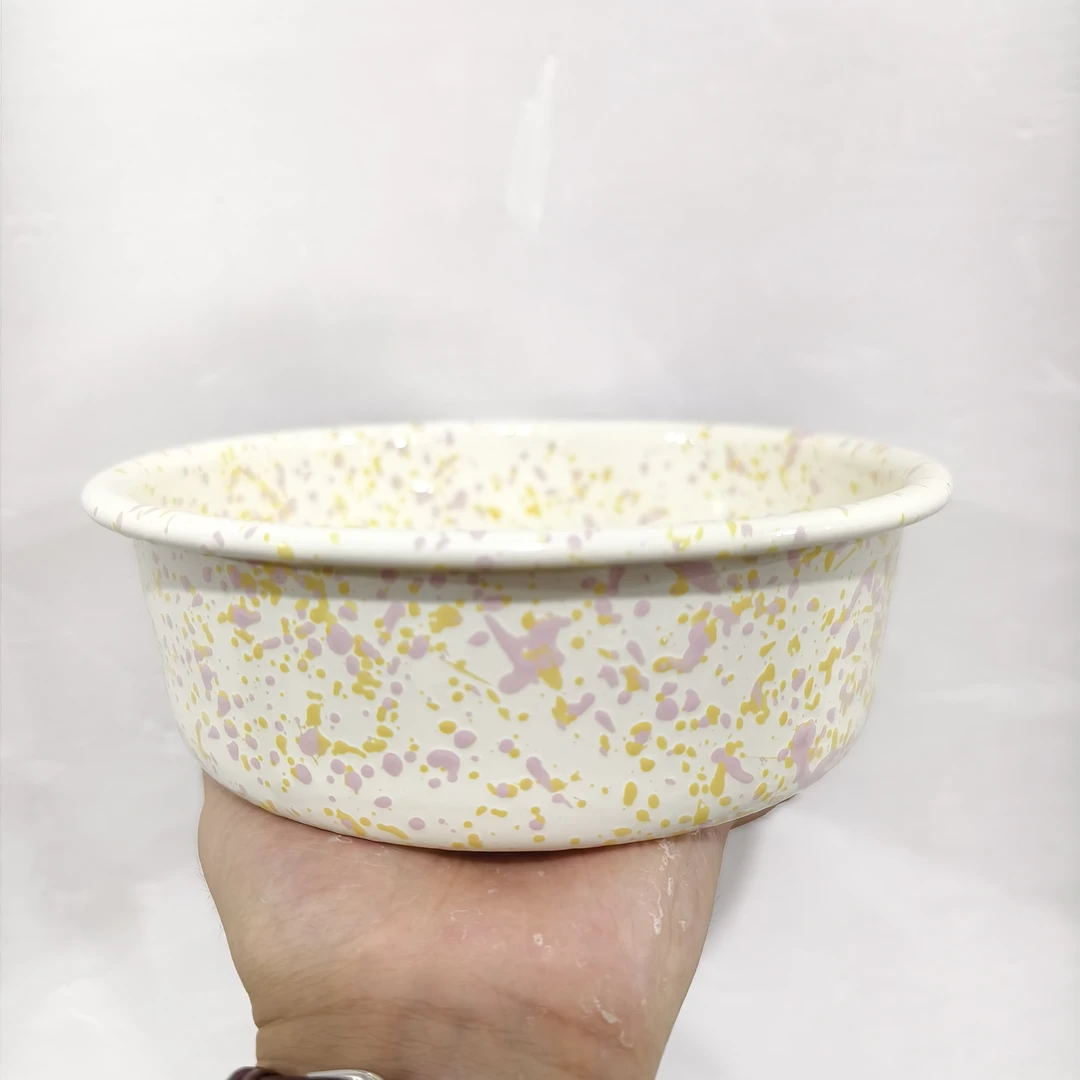 【升级TPE盖】黄粉 内外泼墨 口径20CM高度6CM加厚款圆形芝士盘