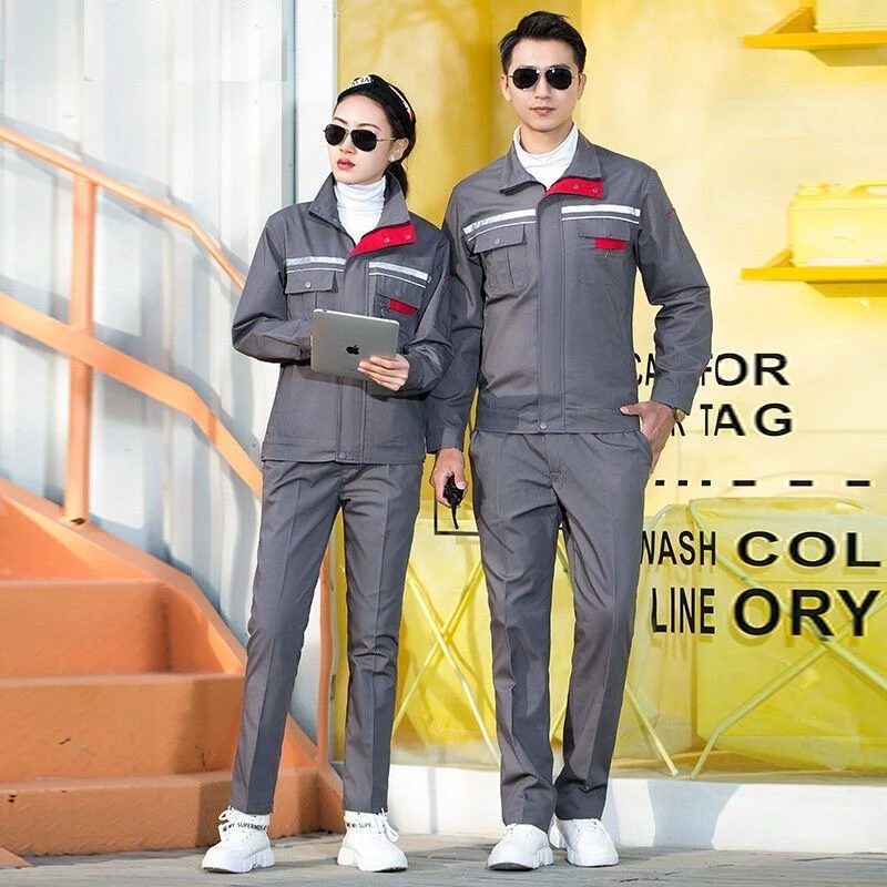 涤棉小拉链磨毛帆布长袖工作服耐磨耐穿舒适工厂车间汽修厂劳保服