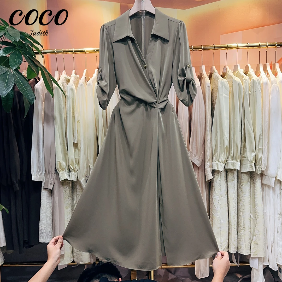 现货【RG1070】2025年新款时尚气质百搭减龄小众收腰显瘦连衣裙