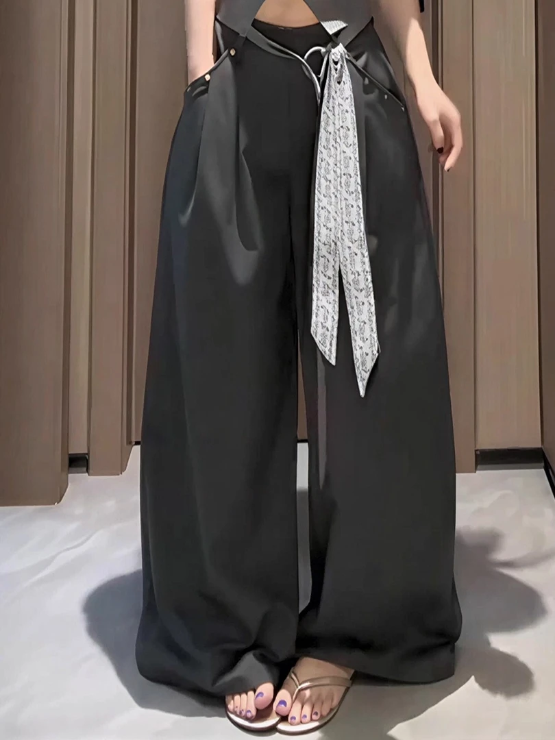 2025新款秋冬慵懒松弛感休闲宽松直筒百搭时尚通勤加厚阔腿裤灰色