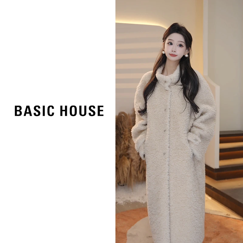Basic House/百家好秋冬新款时尚绵羊毛大衣B0754B5QJ82（衣长95）