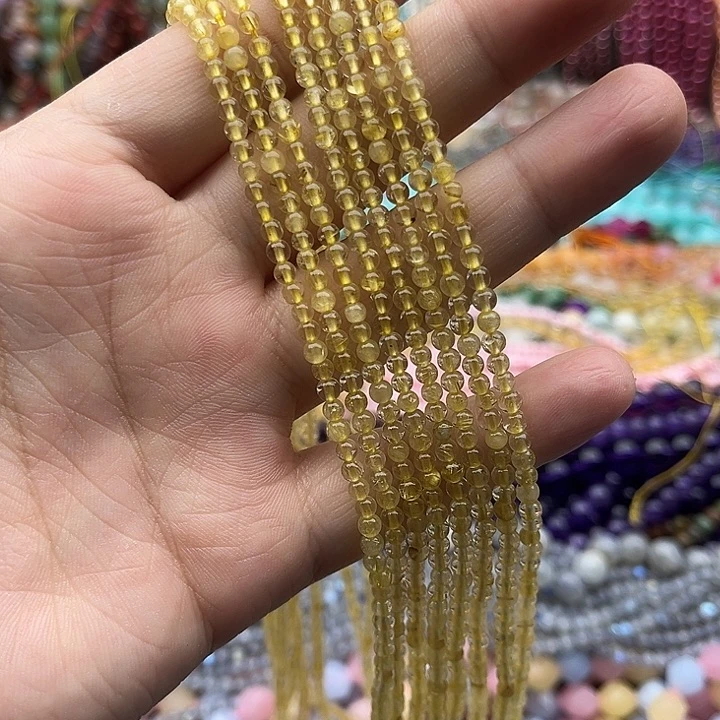 玛瑙/玉髓未镶嵌珠宝半成品一条3.5mm左右金发晶