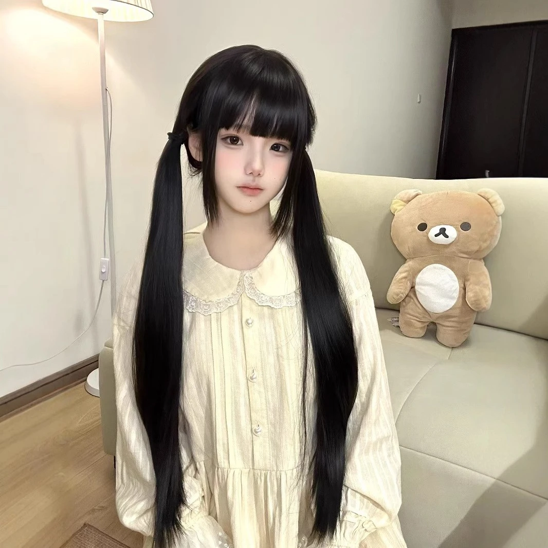 纤韵佳人假发女日系少萝lolita日常黑棕色长直发85cm带鬓角全头套