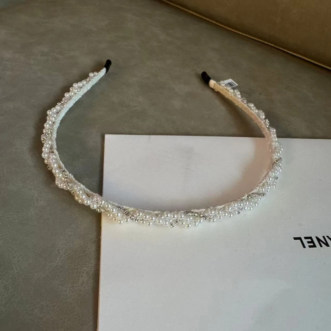 MISS RUILI 定制 2025新款法式珍珠麻花发箍女发卡头箍F0542