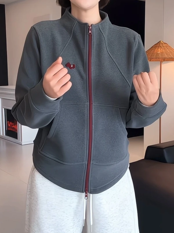 加绒加厚立领卫衣开衫外套秋冬新款大码胖mm宽松百搭显瘦休闲上衣