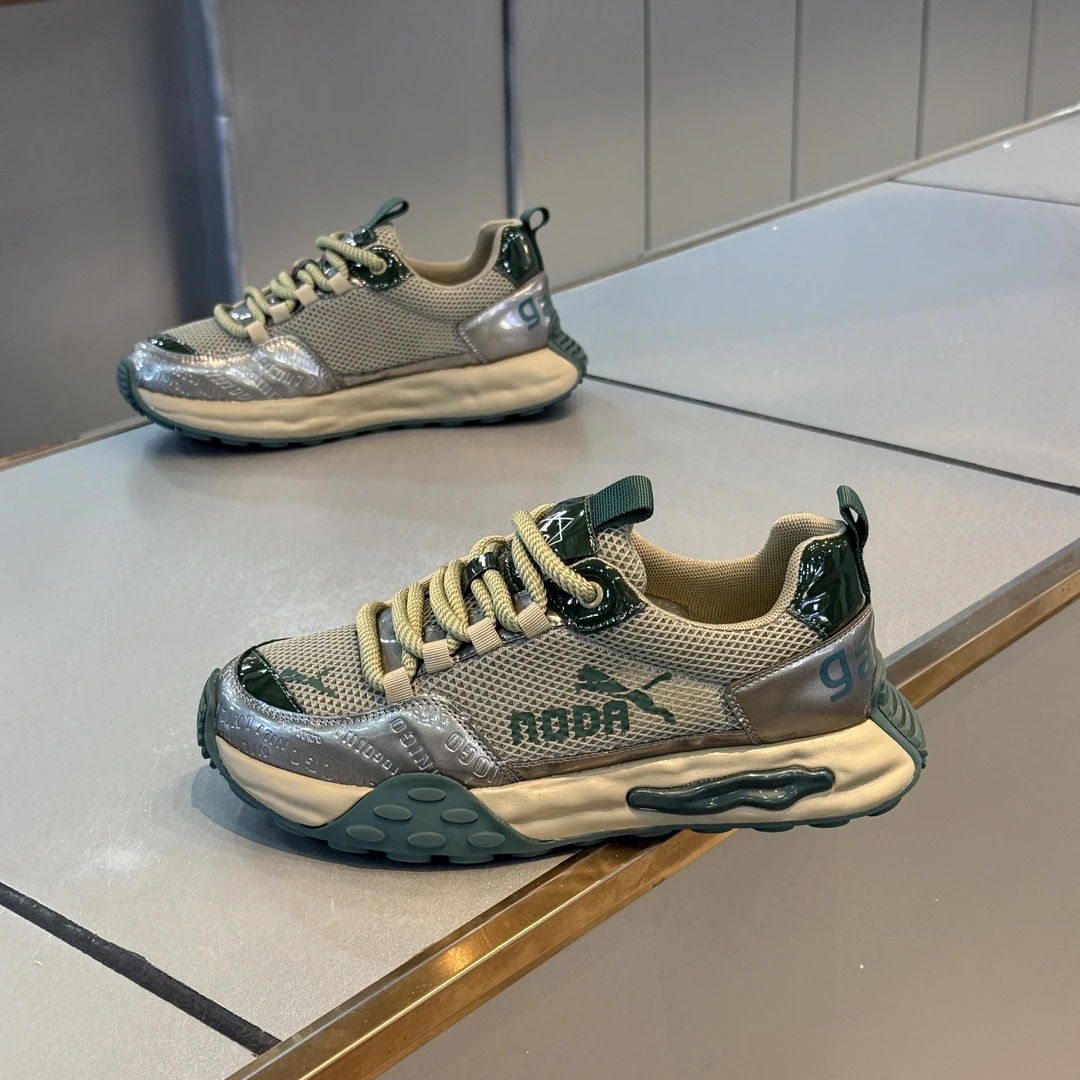 轻奢老爹鞋2025夏季新款运动休闲鞋拼色透气网面男鞋子增高网红鞋