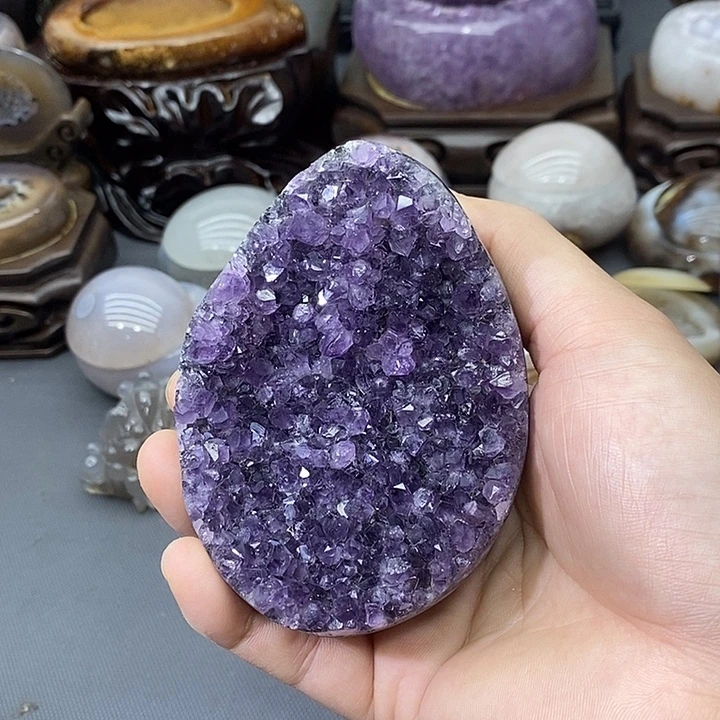 摆件未镶嵌紫晶指纹晶牙龙蛋