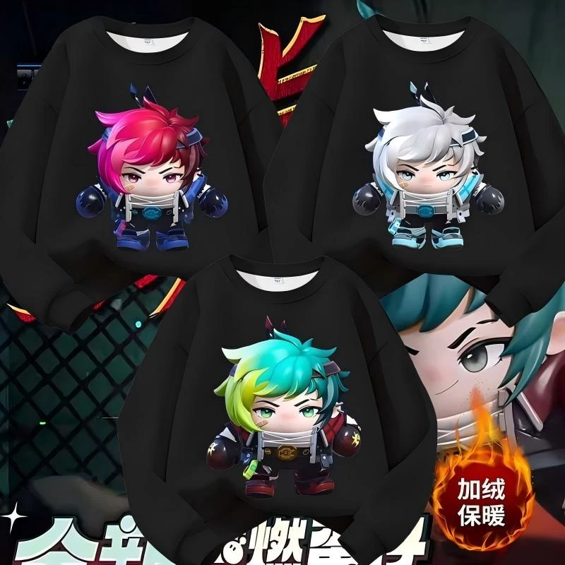 2026新款蛋仔派对黑拳瓦格纳加绒卫衣儿童秋冬季男女童圆领卫衣潮