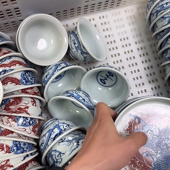 瓷片景德镇麒麟踏浪大壶承