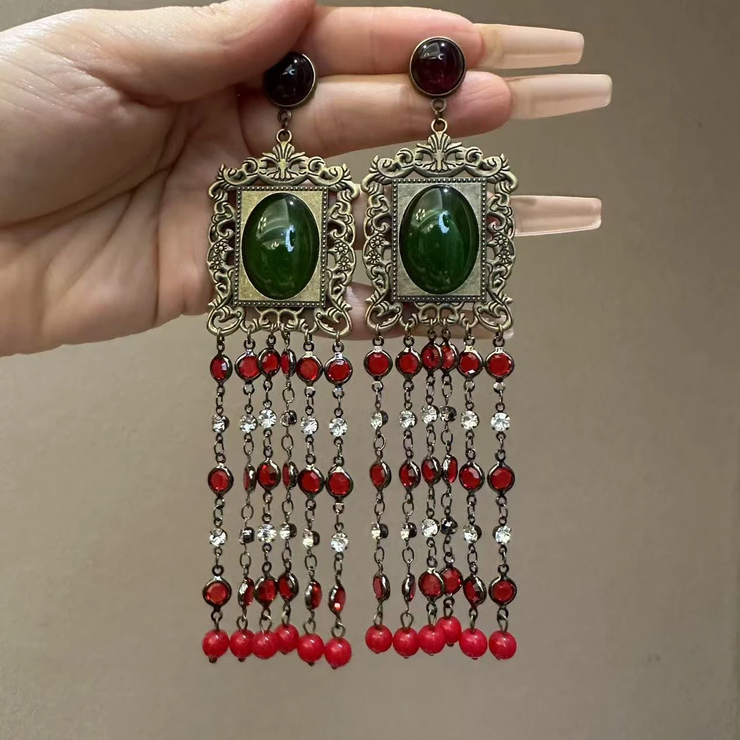 铜合金合成锆石耳饰 高端纯手工国风677788