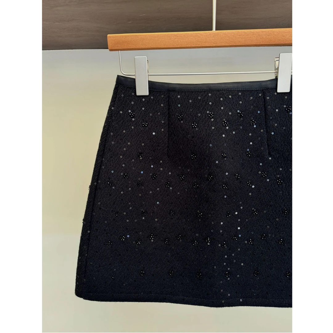 大君君严选「暗粼」时尚百搭亮片A字短裙 Q061