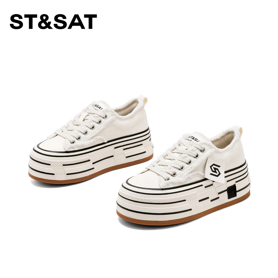 St&Sat/星期六时尚厚底增高休闲鞋2025春季新款欧若风透气板鞋女