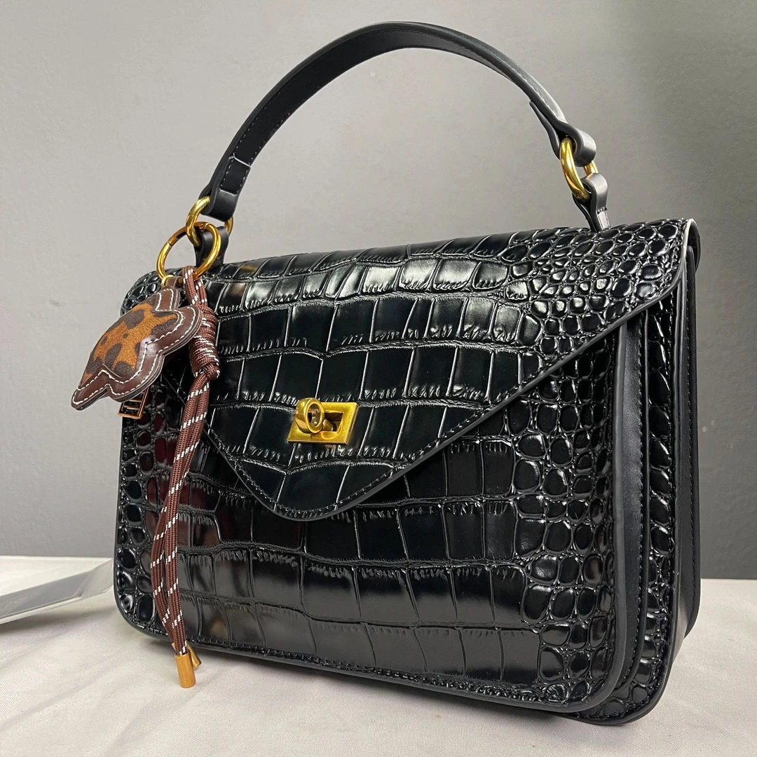 女包气质时尚百搭女士单肩肩包蛇头鳄鱼纹