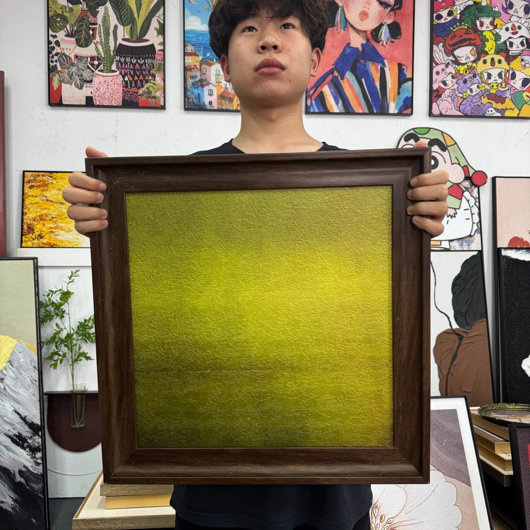 绿影法式风客厅餐厅抽象装饰画复古绿色高级感挂画5050