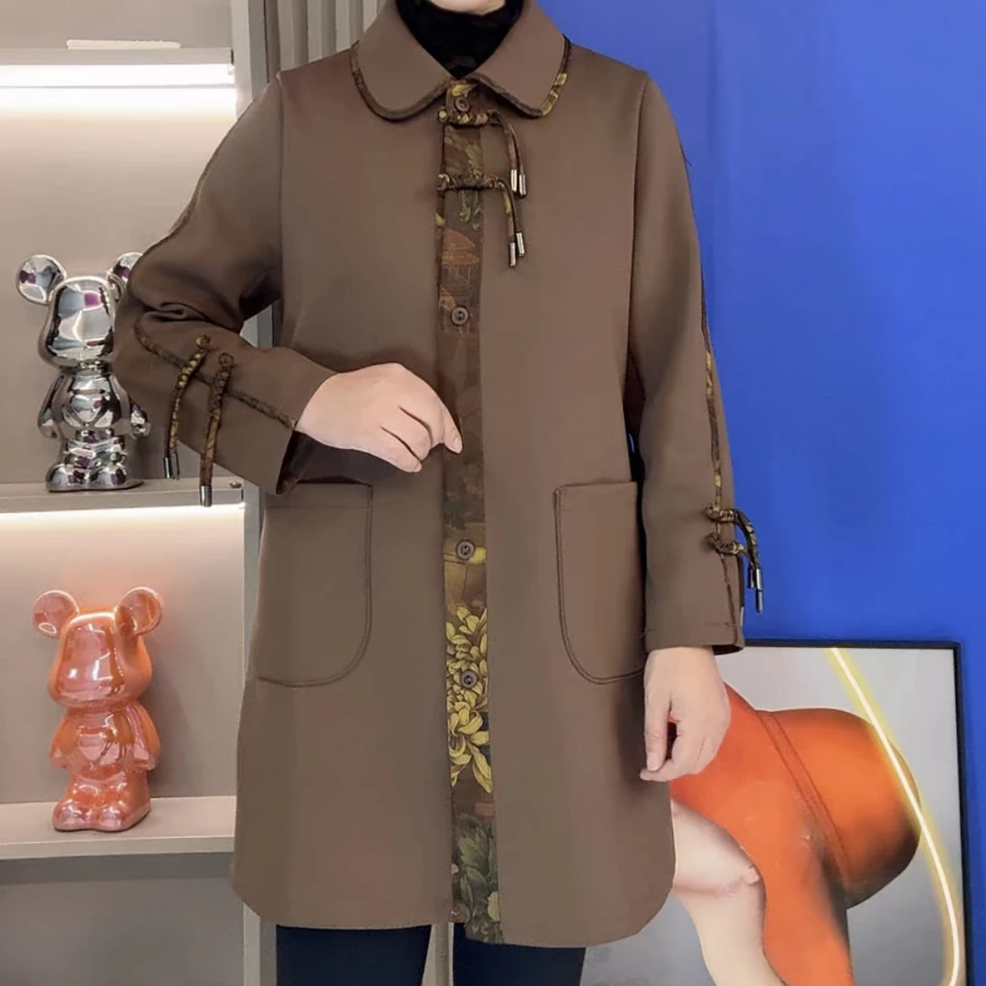 3318  新款流苏花边娃娃领长袖外套风衣