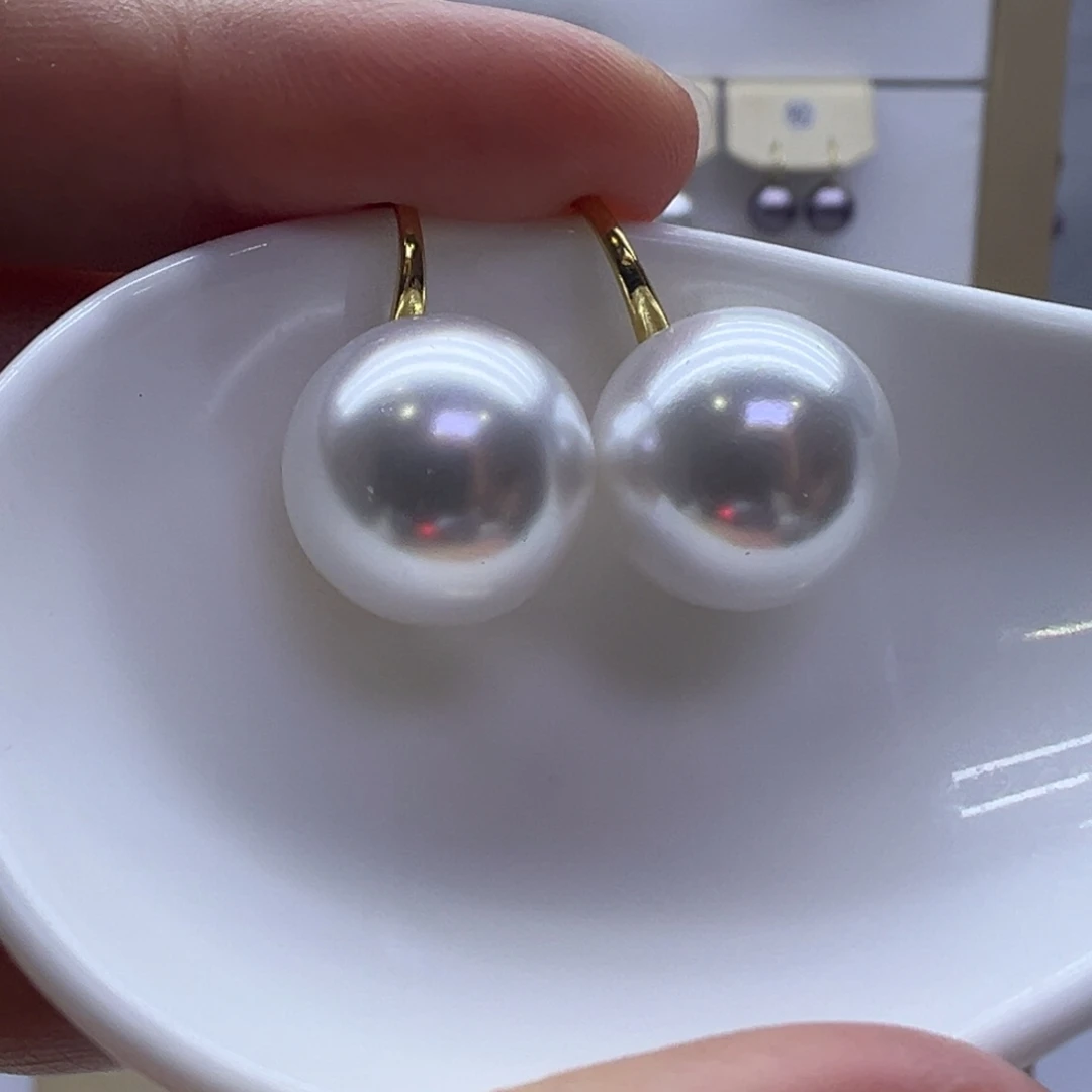 淡水珍珠银S925镶嵌耳饰