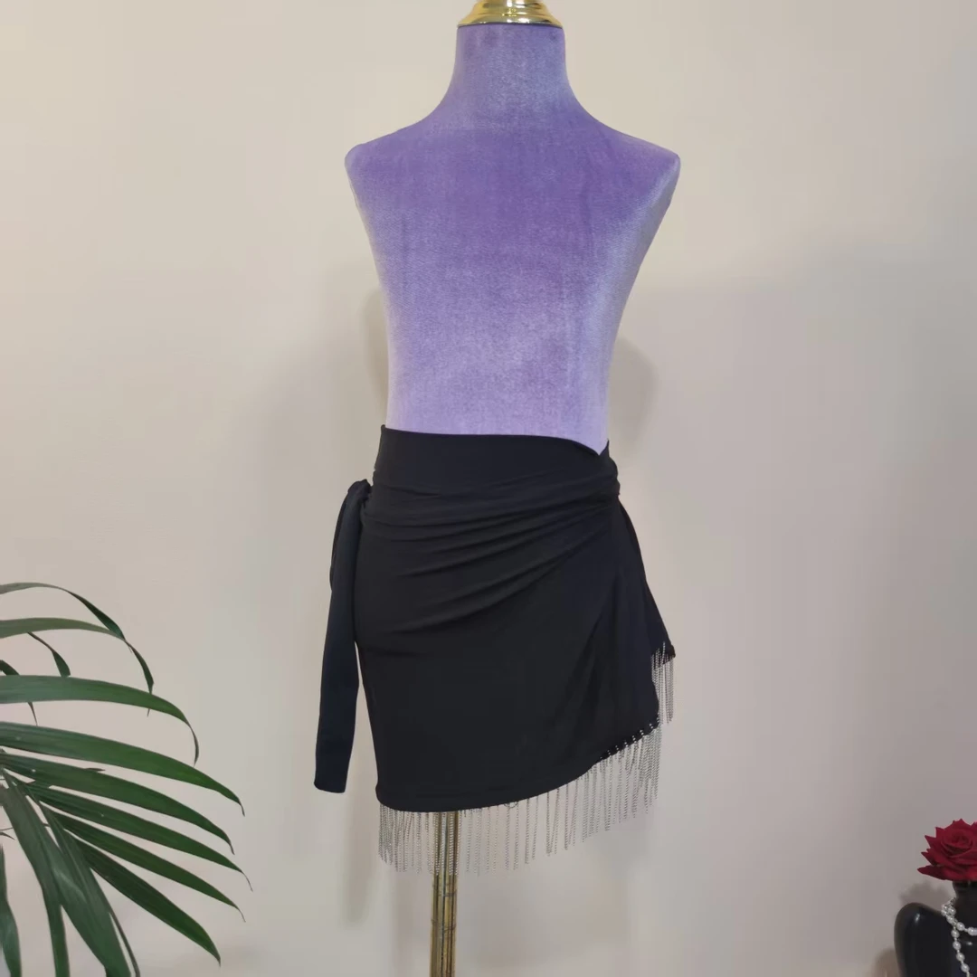 新款拉丁舞服白色植绒上衣裤套装