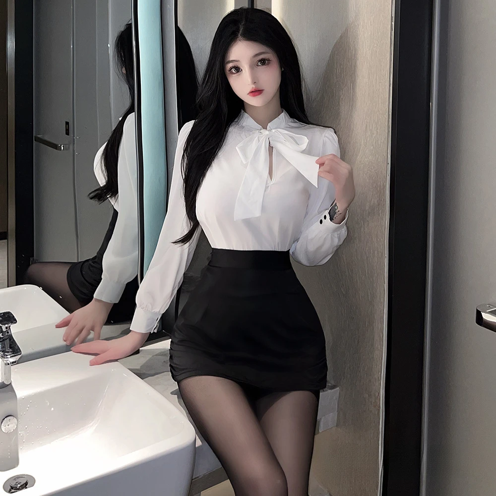 性感ol女舒适蝴蝶结职场包臀裙