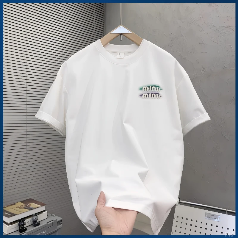 【官方正品】新款短袖T恤男夏季韩版宽松圆领半袖纯棉男士印花轻奢