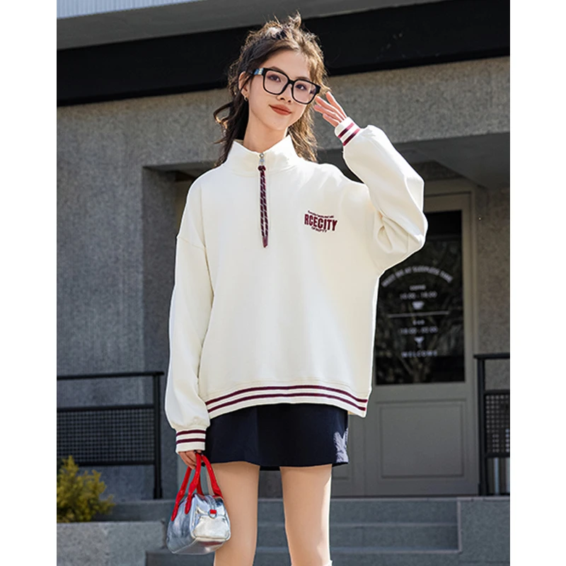 女童长袖卫衣秋装2025新款儿童半高领宽松运动大童青少年秋季上衣