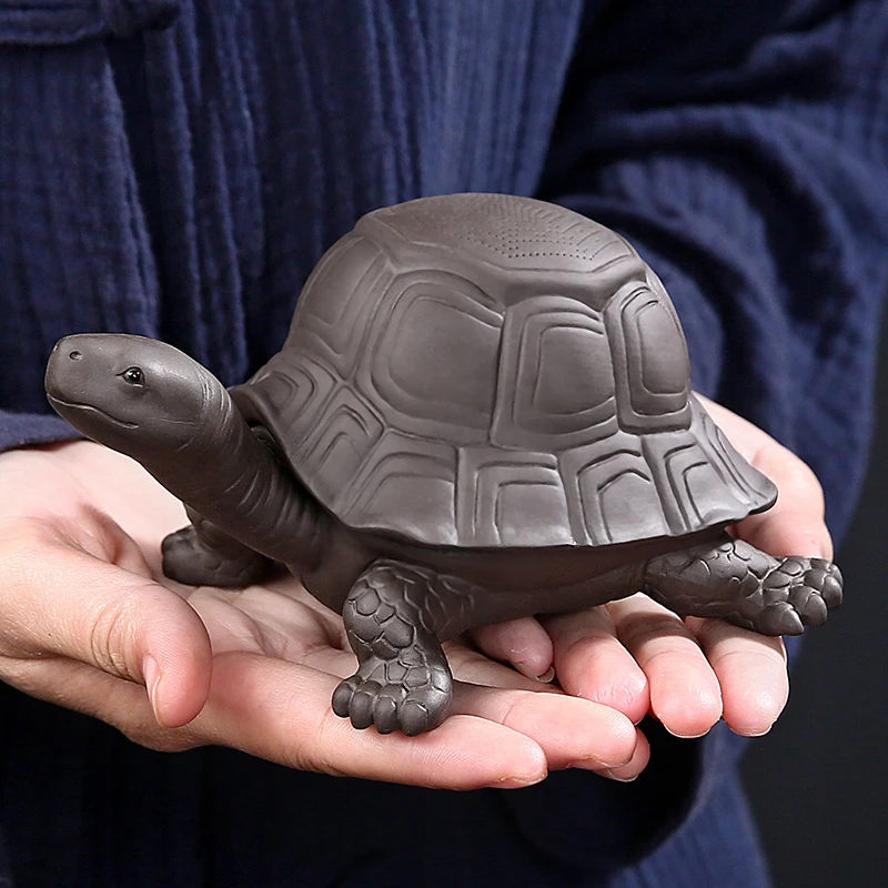 紫砂斗笠茶漏茶滤网茶叶过滤器可爱长寿龟茶宠摆件陶瓷功茶具配件